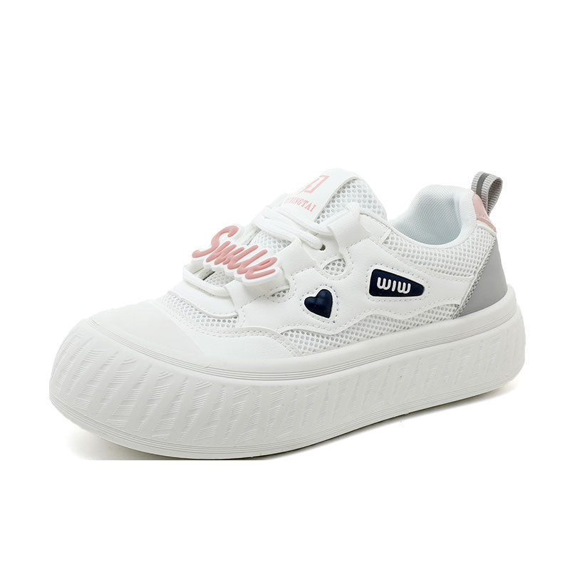 Damen Trendige Plateau-Sneaker mit buntem Schriftzug EB