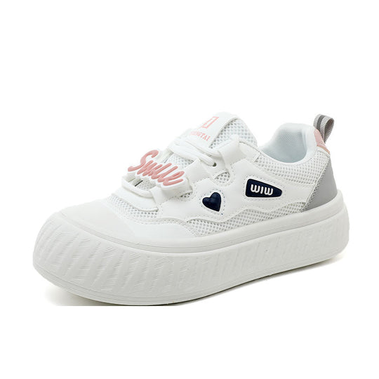 Damen Trendige Plateau-Sneaker mit buntem Schriftzug EB