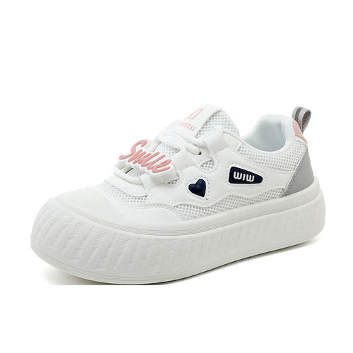 Damen Trendige Plateau-Sneaker mit buntem Schriftzug EB