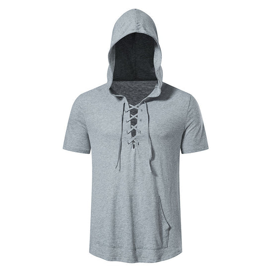 Herren Kapuzen-T-Shirt mit kreativem Schnürdesign EB