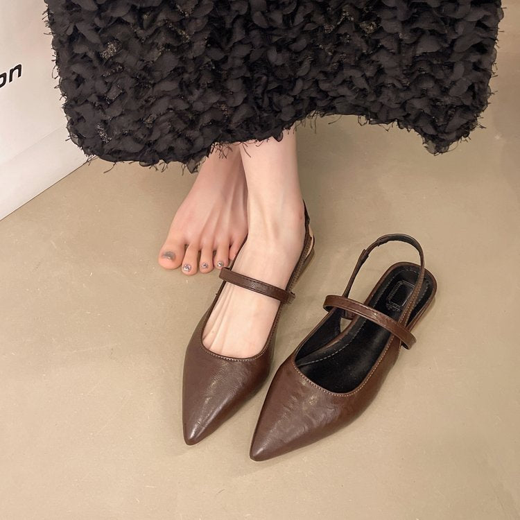 Damen elegante Slingback-Ballerinas aus glänzendem Material EB