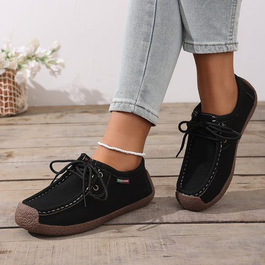 Damen Freizeit Sneaker mit elastischen Schnürsenkeln und rutschfester Sohle EB
