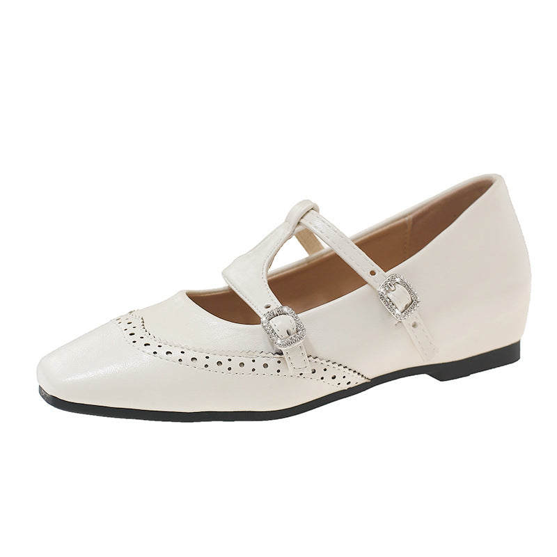 Damen Ballerina mit modischen Schnallen und elegantem Durchbruchdesign EB