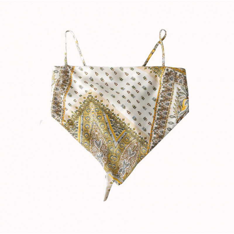 Femme Artistic Bandana Stil Crop Top EB