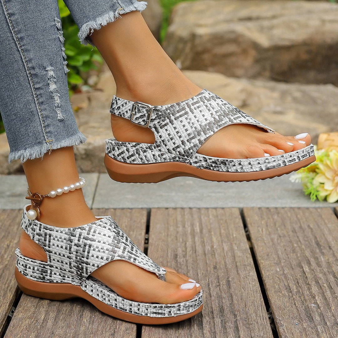 Damen komfortable Keil-Sandalen mit verstellbaren Riemen EB