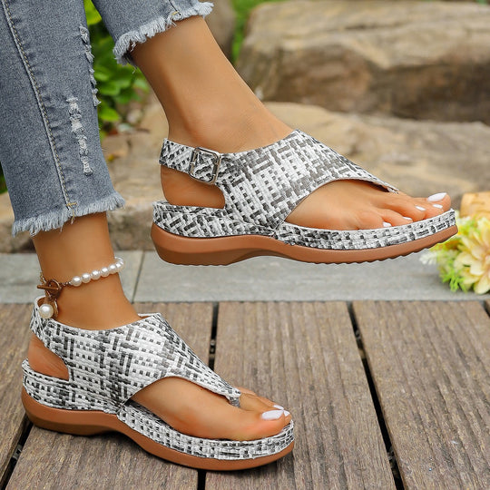 Damen komfortable Keil-Sandalen mit verstellbaren Riemen EB