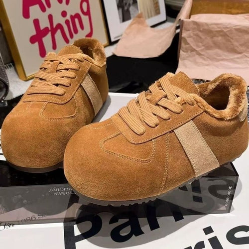 Damen Fleecegefütterte Sneakers mit sportlichem Design und rutschfester Laufsohle EB