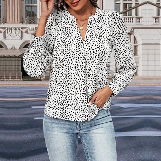 Damen Chiffonbluse mit trendigem Punktmuster und lässigem Schnitt EB