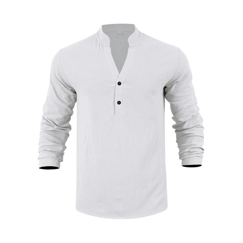 Herren Langarmshirt mit modischem Stehkragen und eleganten Knopfdetails EB