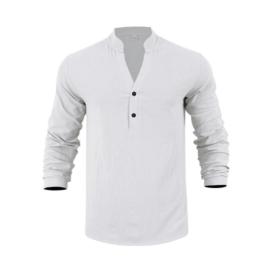 Herren Langarmshirt mit modischem Stehkragen und eleganten Knopfdetails EB