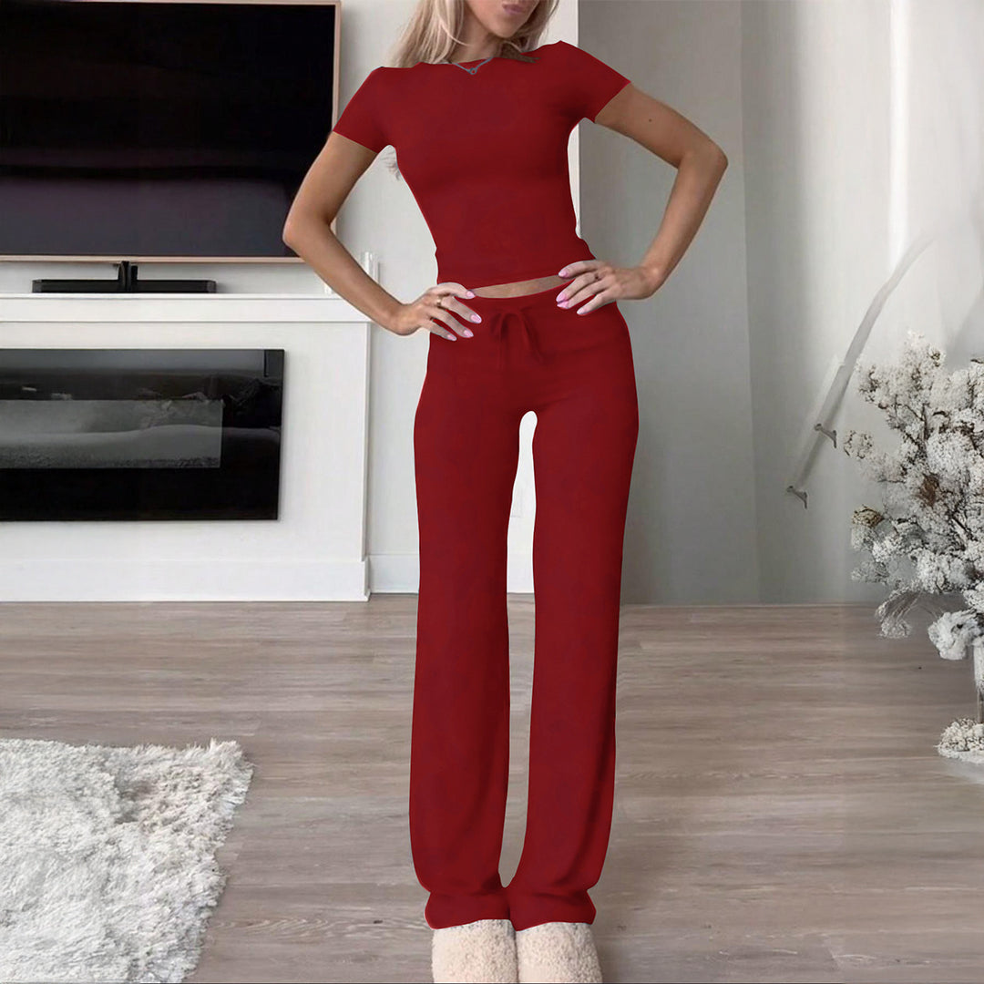 Damen Bequemer Loungeanzug mit kurzem Oberteil und weitem Schnitt EB