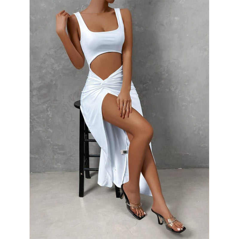 Damen Cut-Out Maxikleid mit seitlichem Schlitz und hochwertigem Material EB