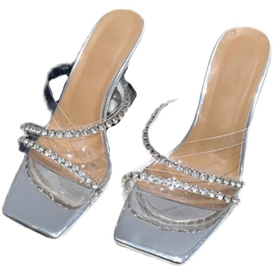 Damen Glamouröse transparente Slipper EB