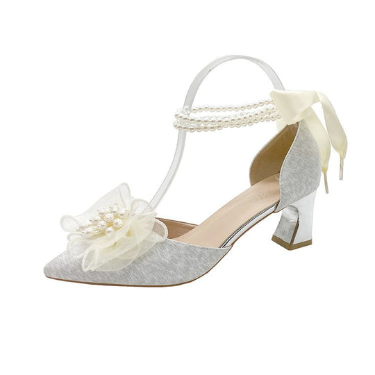 Damen elegante Slingback-Pumps mit floralem Schmuckdetail EB