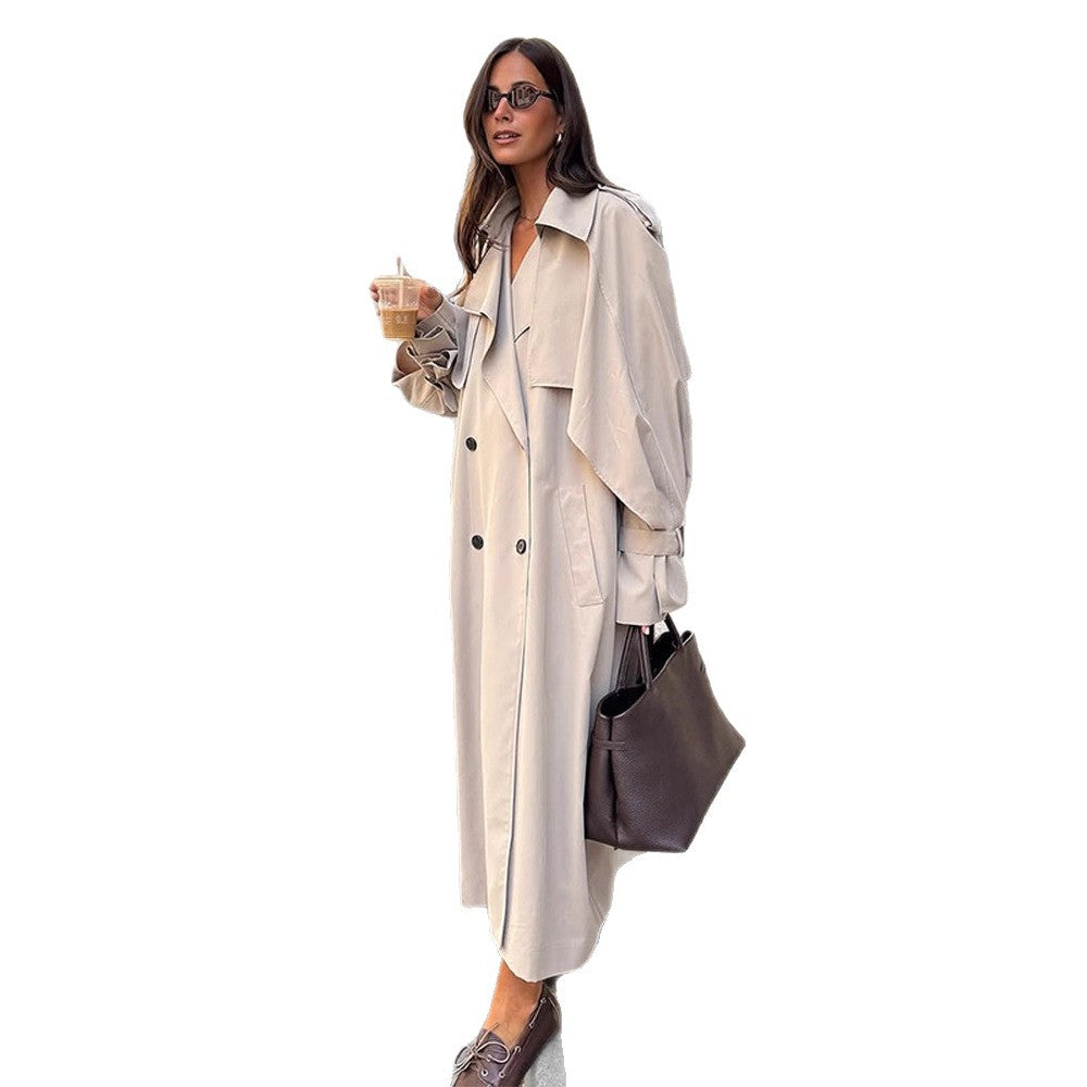 Damen eleganter Trenchcoat mit minimalistischem Design und praktischen Taschen EB