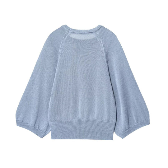 Damen lässiger Pullover mit Weitärmeln und elastischem Bund EB