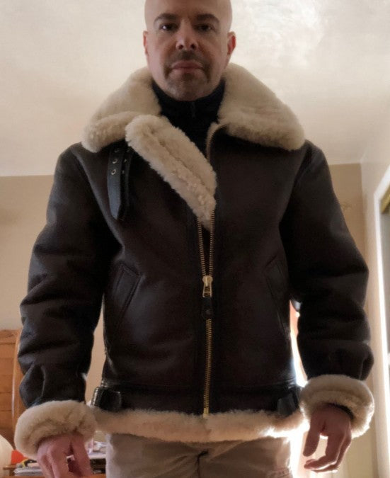 Herren authentische Lammfelljacke im Vintage-Stil EB