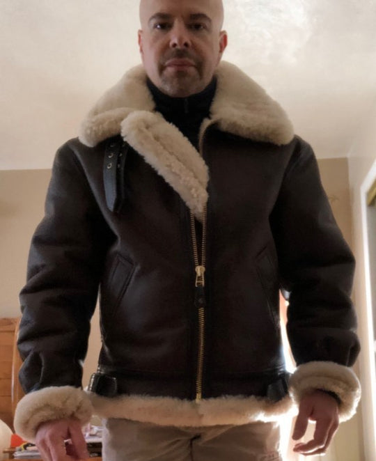 Herren authentische Lammfelljacke im Vintage-Stil EB