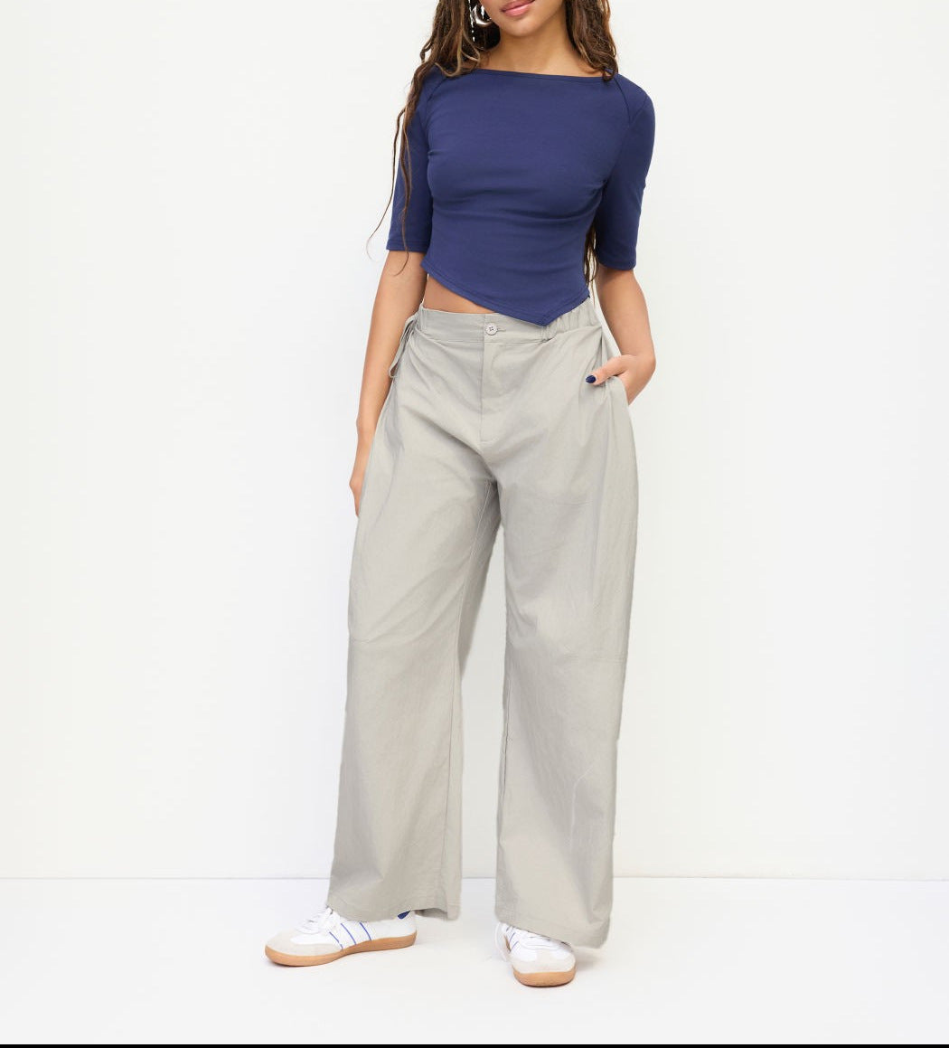 Damen lässige Culotte-Hose mit elastischem Bund und praktischen Seitentaschen EB