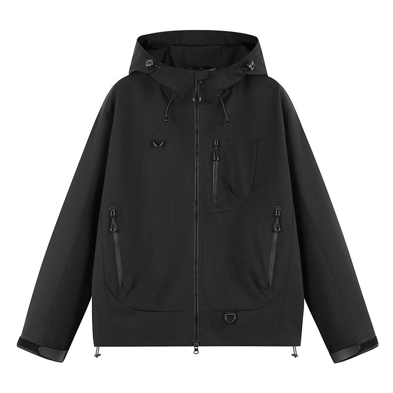 Damen wasserabweisende Outdoor-Jacke mit verstellbarem Kapuzenkragen EB