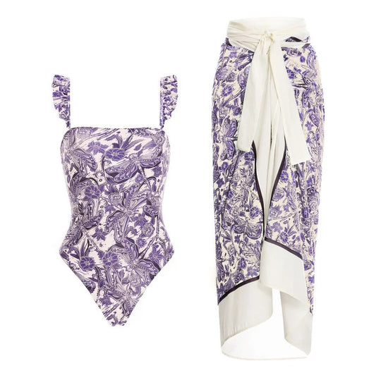 Damen Bikiniset mit schickem Wickelrock und verspieltem Rüschendesign EB