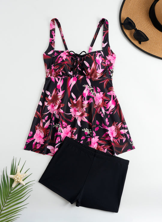 Damen Tankini mit floralem Oberteil und bequemen Shorts EB