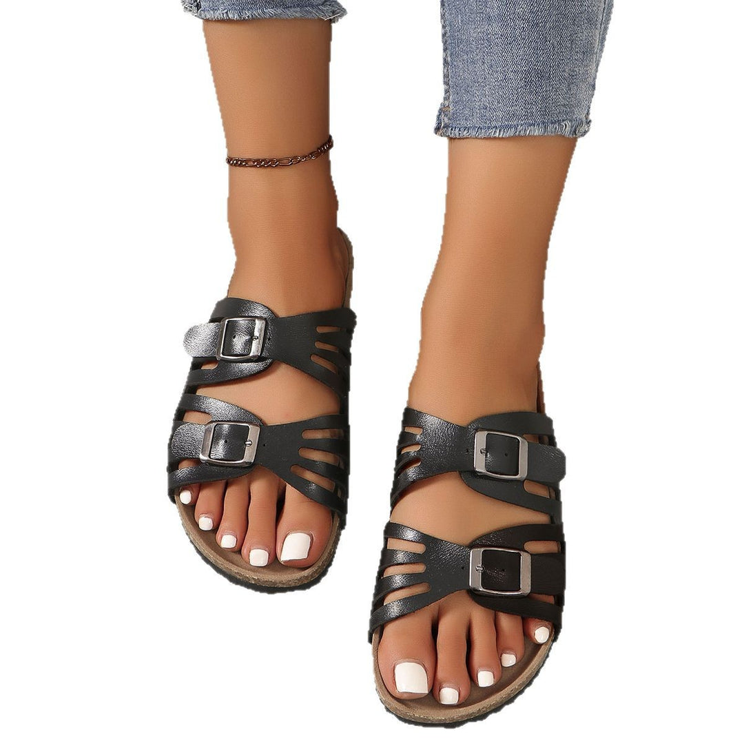 Damen Komfortable Sandalen mit verstellbaren Riemen und ergonomischem Fußbett EB