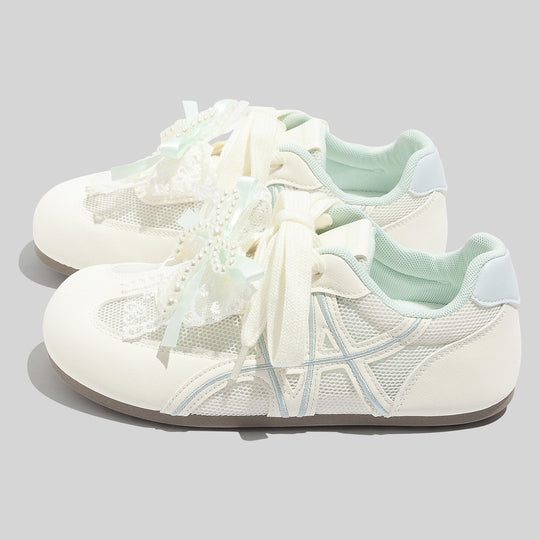 Damen Sportliche Sneaker mit eleganter Perlenapplikation und atmungsaktivem Mesh-Obermaterial EB
