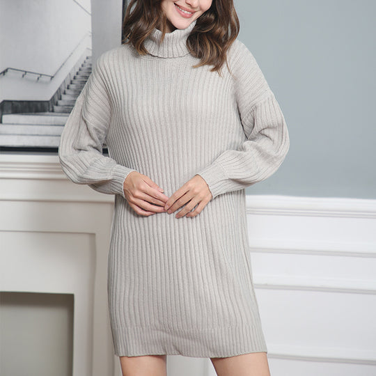 Damen Strickkleid mit hohem Kragen EB