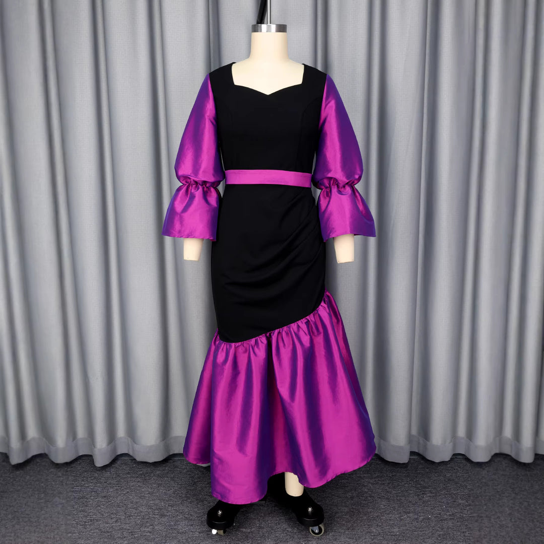 Damen Abendkleid mit voluminösen Ärmeln und elegantem Saum EB
