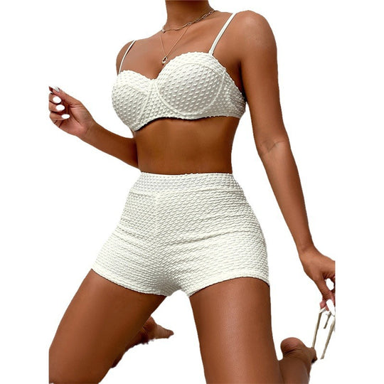 Damen Bikini-Set mit gepolstertem Oberteil und High-Waist Shorts EB
