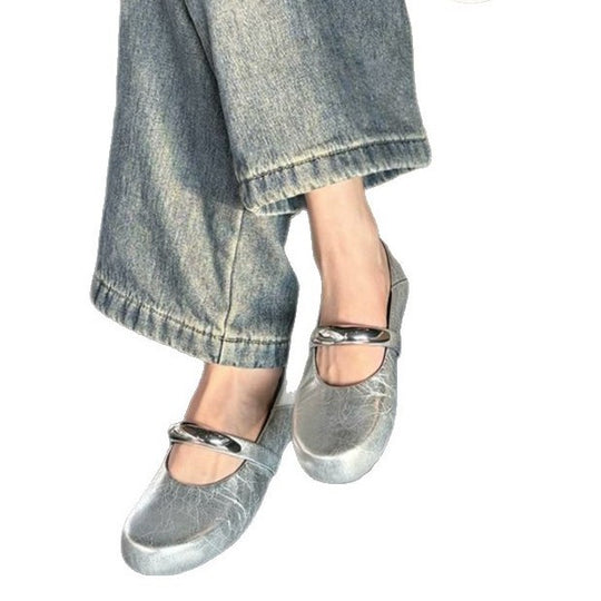 Damen Ballerina-Schuhe mit modischer Schnallenverzierung und pantentlicher Passform EB