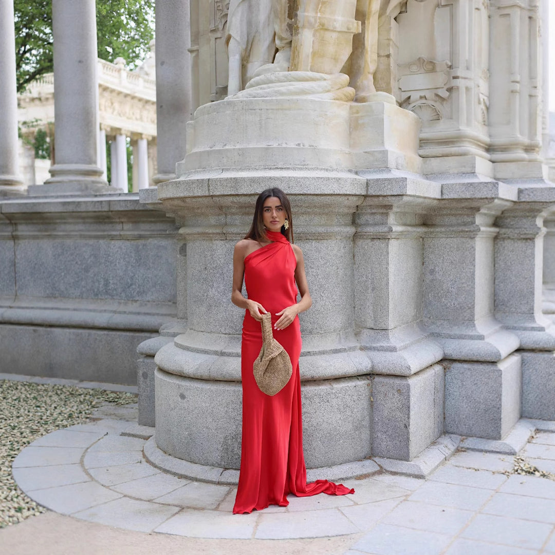 Damen Elegantes Maxikleid mit asymmetrischem Schnitt und schicker Raffung EB
