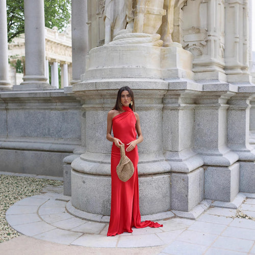 Damen Elegantes Maxikleid mit asymmetrischem Schnitt und schicker Raffung EB