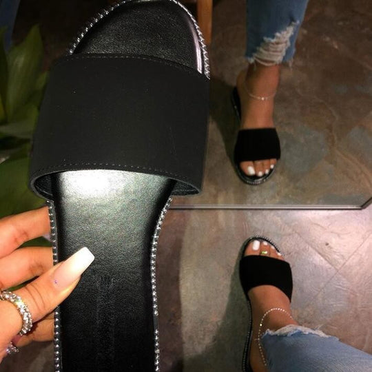 Damen Flauscher Sandalen mit breitem Riemen EB