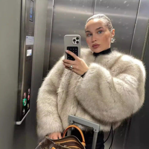 Damen kurzärmlige Pelzjacke EB