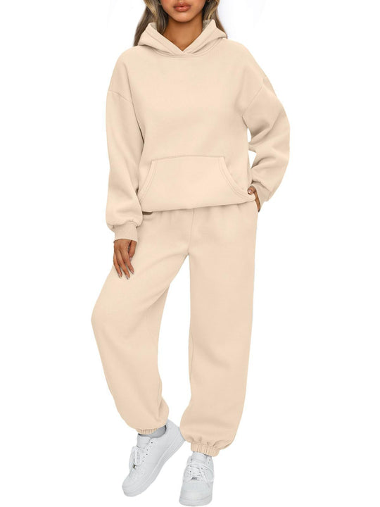 Damen nan gemütliches Oversize Hoodie und Jogginghose Set aus weicher Baumwollmischung EB