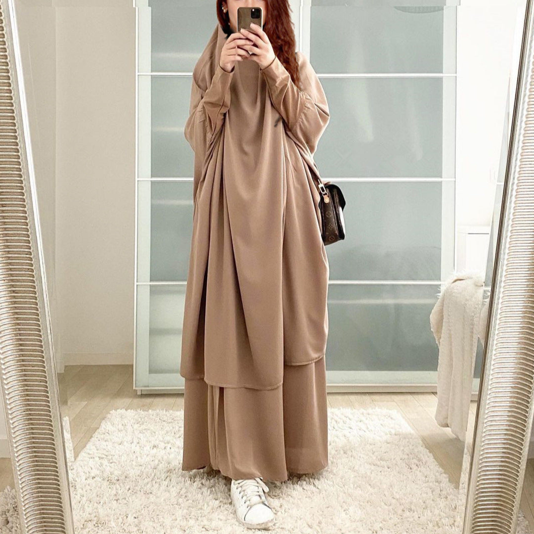 Damen Elegantes Maxikleid mit weit ausgestellten Ärmeln und fließendem Schnitt EB