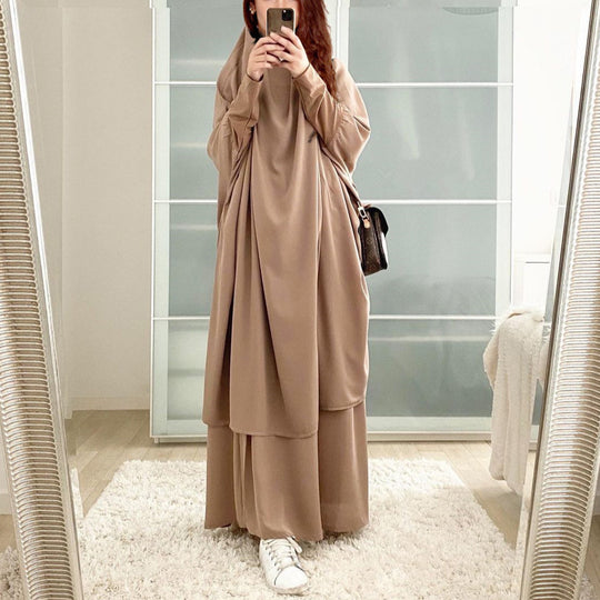 Damen Elegantes Maxikleid mit weit ausgestellten Ärmeln und fließendem Schnitt EB