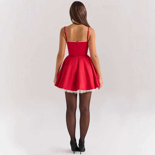 Damen romantisches Spitzenkleid mit trägerlosem Design EB