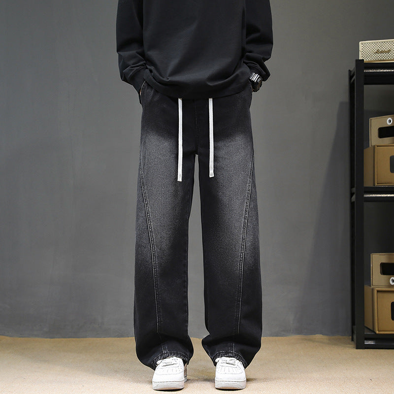 Herren Weitgeschnittene Jeanshose mit elastischem Bund und modernem Design EB