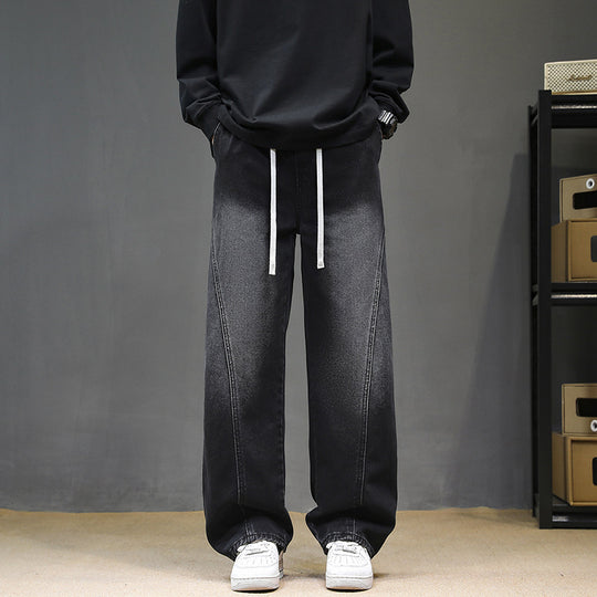 Herren Weitgeschnittene Jeanshose mit elastischem Bund und modernem Design EB