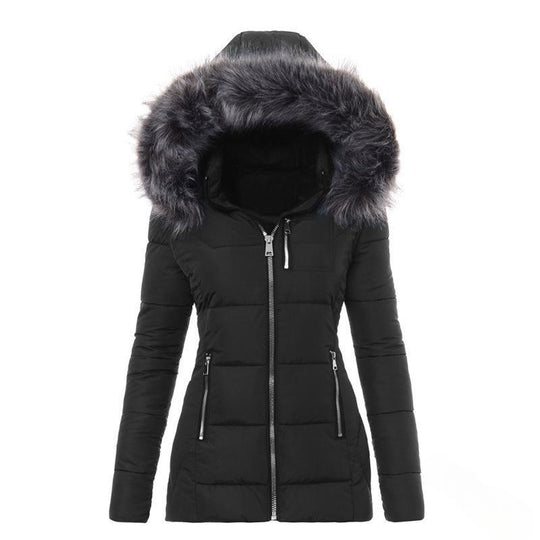 Damen Winterjacke mit abnehmbarem Kunstpelzkragen EB