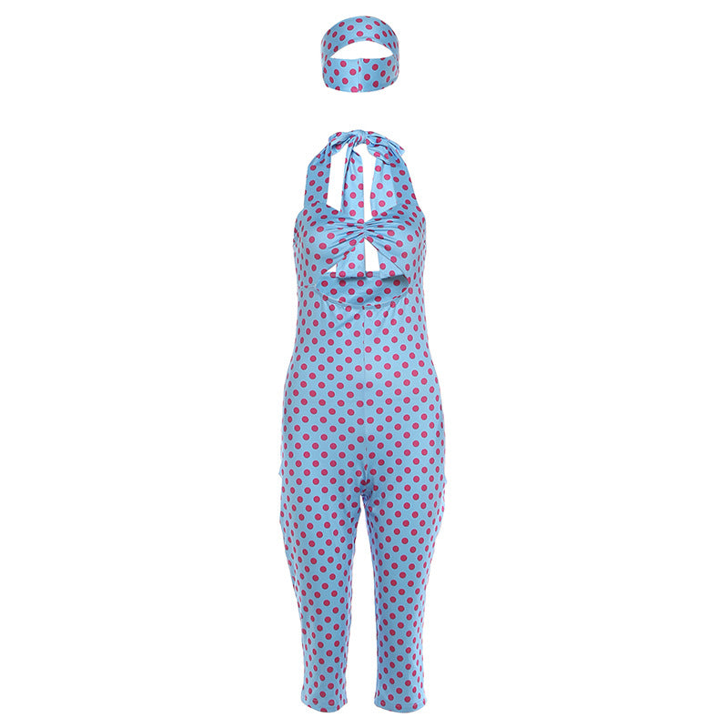 Damen Verspielter Polka-Dots Einteiler mit Band EB