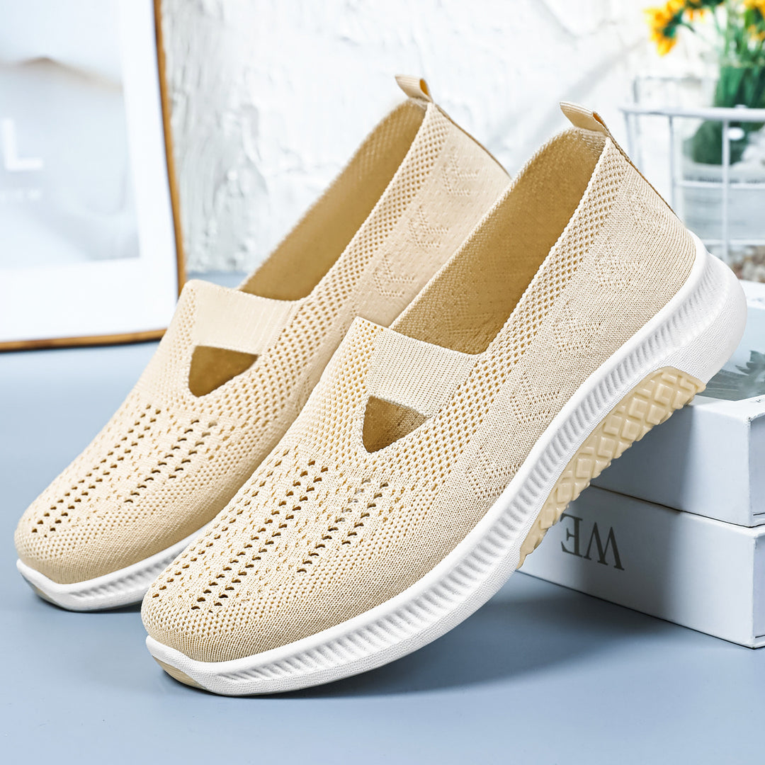 Damen nan elastischer Strick-Slipper mit perforiertem Atmungsnetz und dämpfender Leichtsohle EB