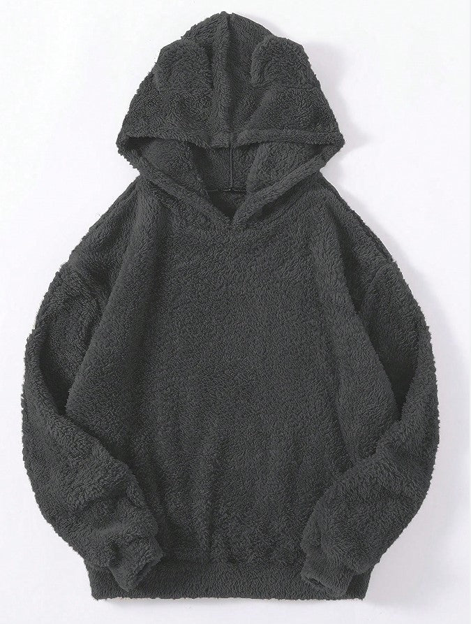 Damen nan kuscheliger Teddy-Hoodie mit Ohren, elastischem Bund und extra weichem Plüsch EB