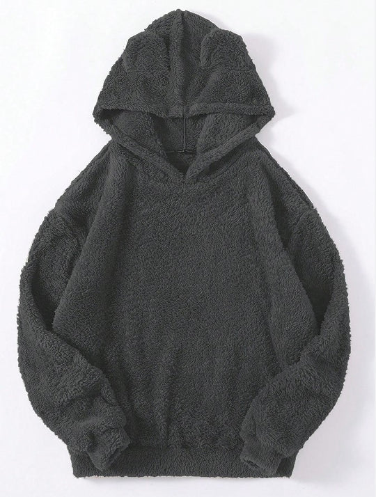 Damen nan kuscheliger Teddy-Hoodie mit Ohren, elastischem Bund und extra weichem Plüsch EB