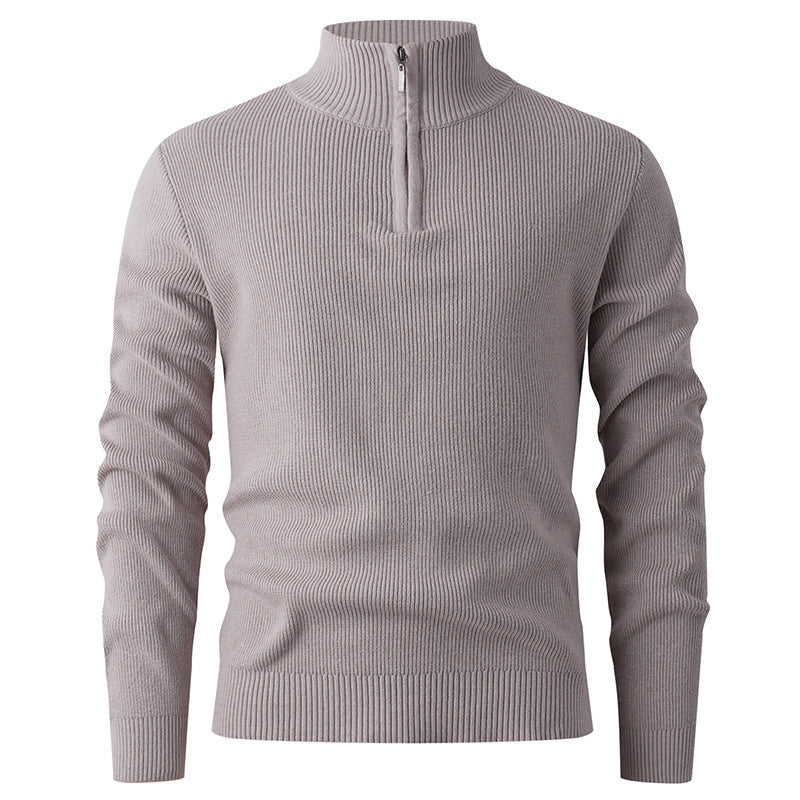 Herren Strickpullover mit halbem Reißverschluss und Rippenstruktur EB