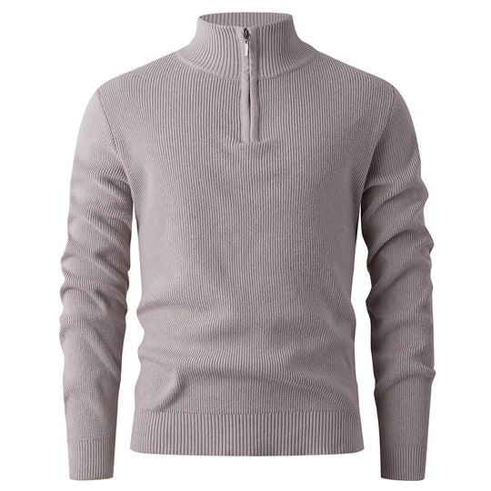 Herren Strickpullover mit halbem Reißverschluss und Rippenstruktur EB