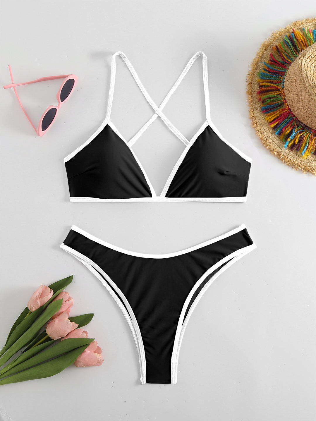 Damen Triangel-Bikini mit X-Träger-Design EB